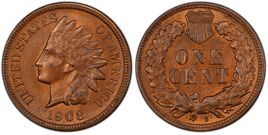 1908 (S) Indian Head Cent Repunched Mint Mark FS-501 Snow-1