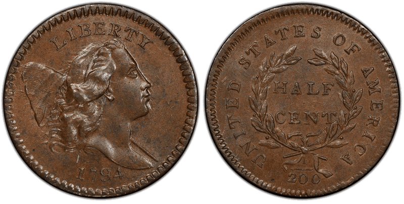 Liberty Cap Right Half Cents 1794-1797 series coin