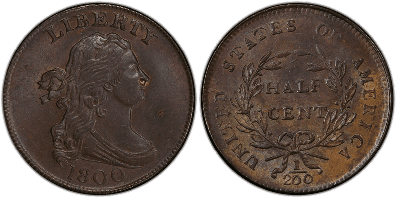 Draped Bust Half Cents 1800-1808 series coin