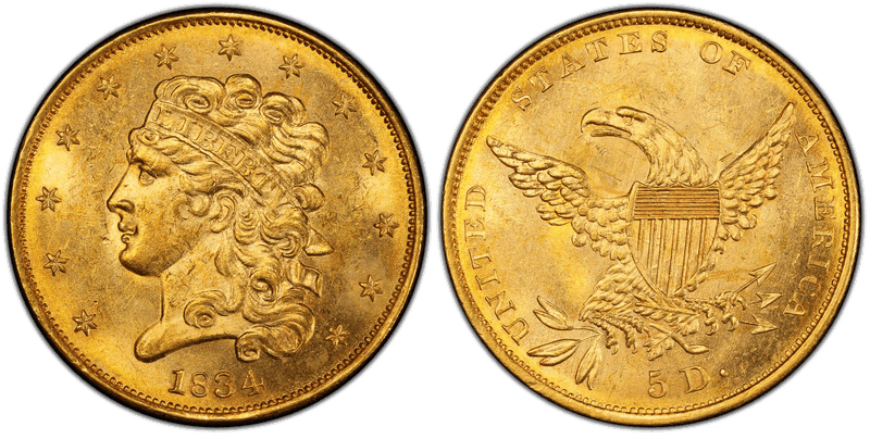 Classic Head Half Eagles 1834-1838 series coin