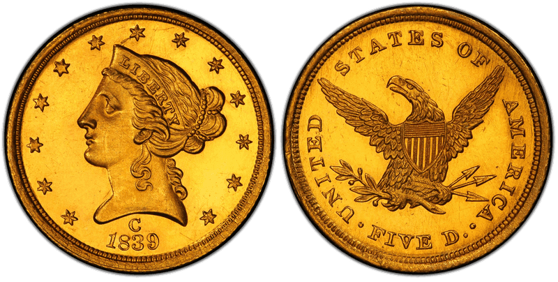 Liberty Head Half Eagles 1839-1908 series coin