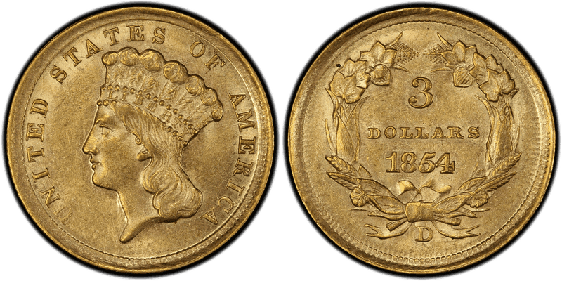 Indian Princess Three Dollars 1854-1889 series coin