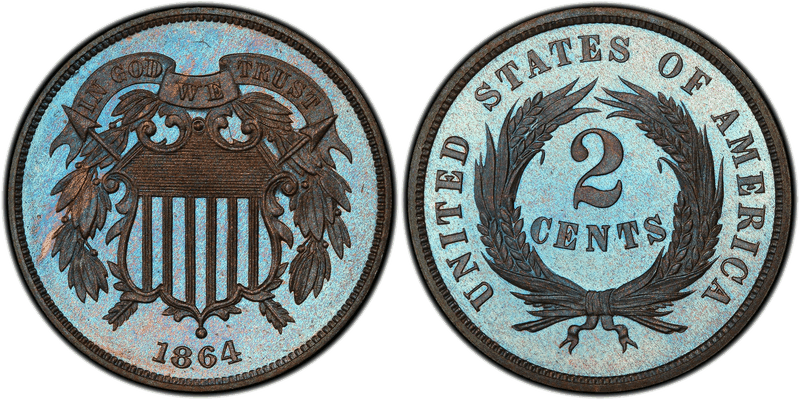 Two Cent Pieces 1864-1873 series coin