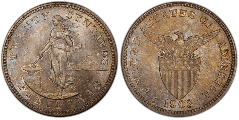 Philippines Twenty Centavos 1903-1945 series coin
