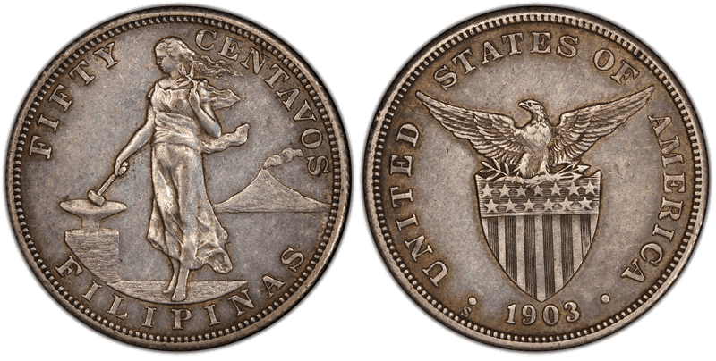 Philippines Fifty Centavos 1903-1945 series coin