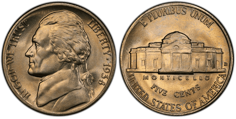 Jefferson Nickels Original Design 1938-2003 series coin