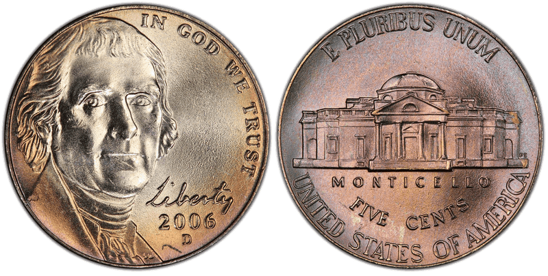 Jefferson Nickels Return to Monticello 2006 to Date series coin