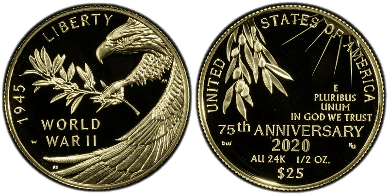 75th World War II Anniversary Twenty Five Dollar Gold 2020 series coin