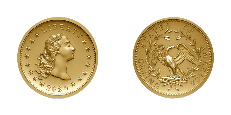Flowing Hair 230th Anniversary Gold (2024) series coin